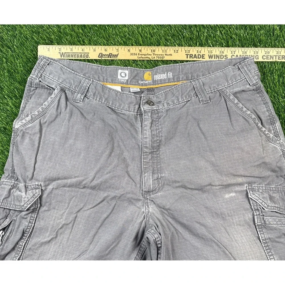 Carhartt Carpenter Mens Cargo Gray 40x30 Relaxed Fit Jeans Pants #14806 Worn